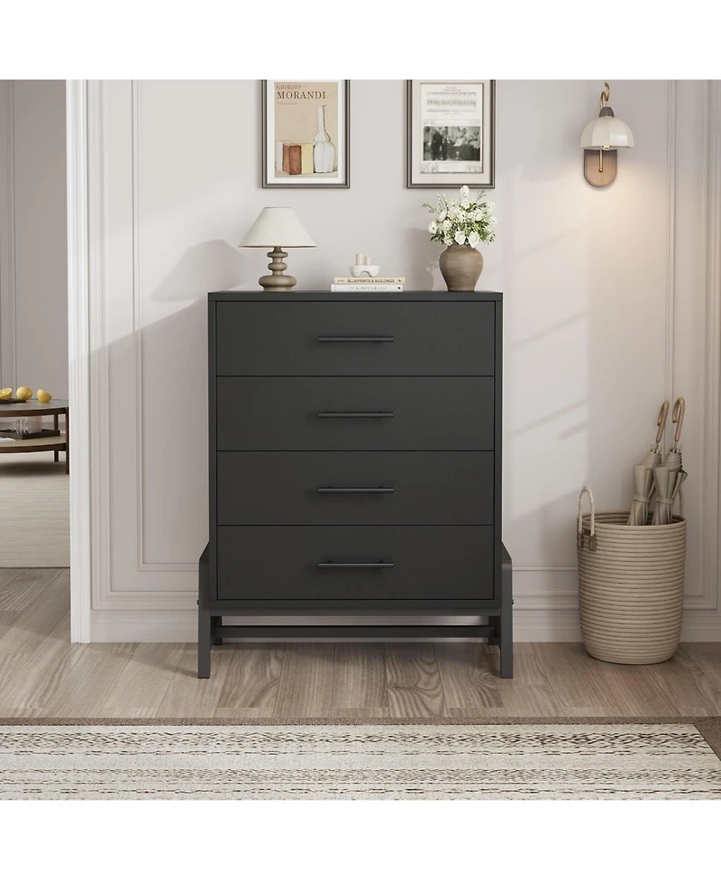 gaomon 4 Dresser for Bedroom 38in Tall Dresser Tall Drawer with Storage, Freestanding Wooden Closet Storage Chest for Living Room, Bedroom, Entryway