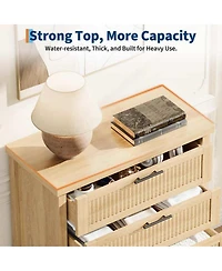 gaomon -Drawer Modern Fluted Dresser Bedroom Chest, Fluted Drawers with Metal Handle, Large Storage Cabinet for Nursery