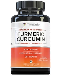 Vitauthority Turmeric Capsules with Bioperine Black Pepper, Antioxidant Support for Healthy Joints and Inflammation Relief, 60 ct