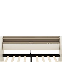 Simplie Fun Twin Size Daybed with Storage Drawers, Upholstered Daybed with Charging Station and Led Lights, Beige