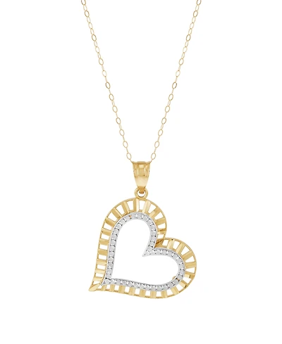 Macy's Heart Pendant Cable Chain Necklace in 10k Yellow Gold