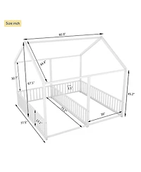 Boyel Living Metal Twin Size House Platform Beds, Two Shared Beds