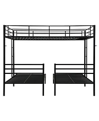 Boyel Living Full Over Twin Over Twin Triple Bunk Bed, Metal Frame Bunk Bed with Vertical Ladder & Safety Rails