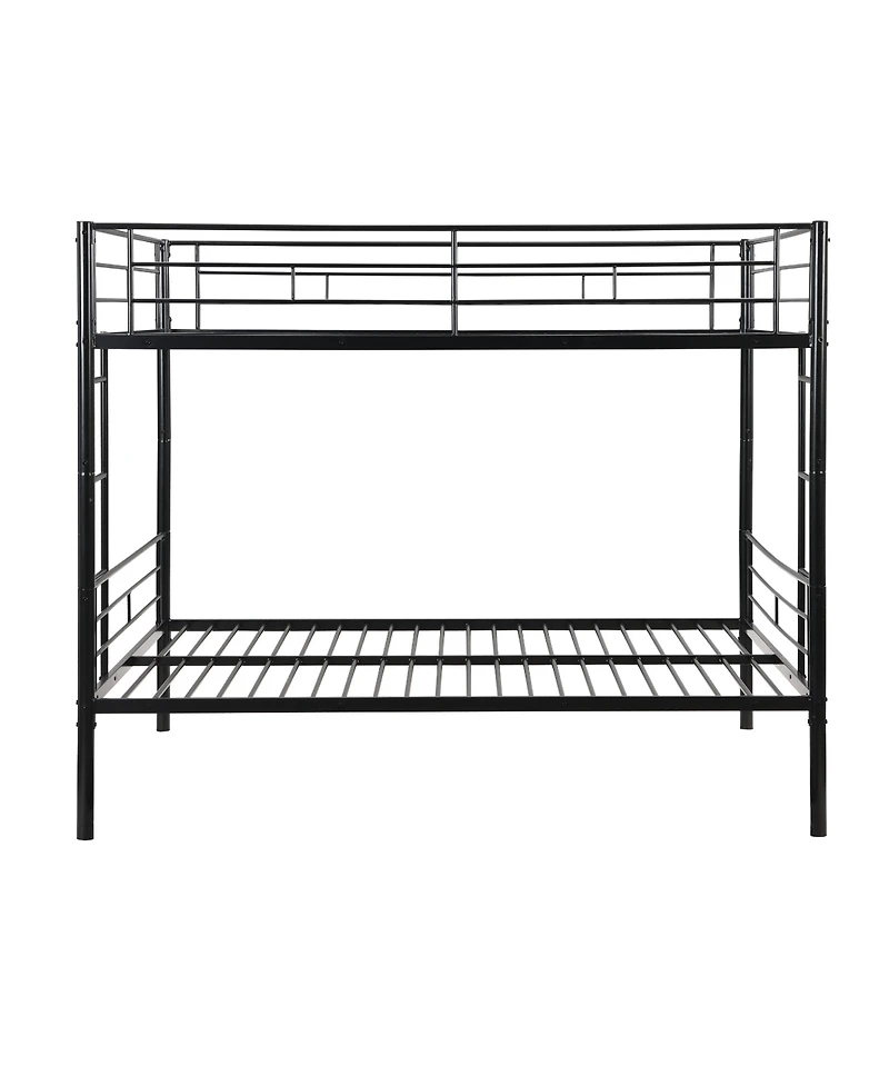 Boyel Living Full Over Full Metal Bunk Bed Black, No Box Spring Needed, Easy Assemble with Safe Stairs