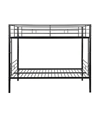 Boyel Living Full Over Full Metal Bunk Bed Black, No Box Spring Needed, Easy Assemble with Safe Stairs
