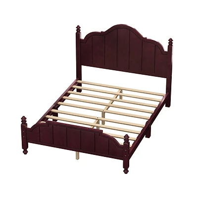 Boyel Living Full Wooden Bed Frame with Headboard Vintage Platform Slats Support Easy Assembly