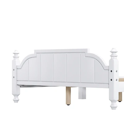 Boyel Living Full Wooden Bed Frame with Headboard Vintage Platform Slats Support Easy Assembly