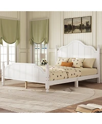 Boyel Living Queen Size Wooden Bed Frame with Headboard Vintage Platform Bed with Slats Support Easy Assembly