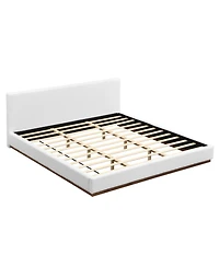 Streamdale Furniture Elegant White Fabric Upholstered King Bed with Solid Wood Base