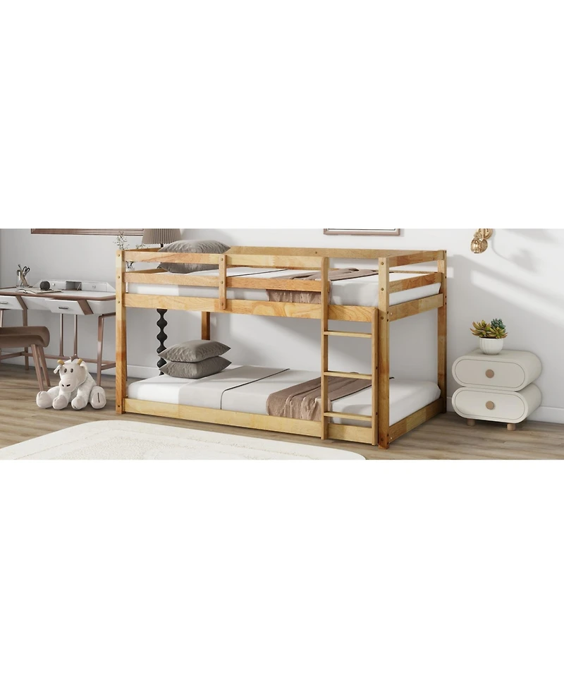 Streamdale Furniture Twin over Twin Solid Wood Loft Bed with Ladder