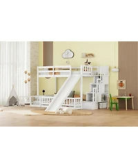 Streamdale Furniture Twin-over-Full Bunk Bed with Slide & Storage