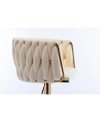 Streamdale Furniture Streamdale Velvet Bar Stools with Gold Legs and Chrome Base, Adjustable Height