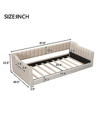 Streamdale Furniture Twin Xl Size Upholstery Daybed and Side Storage pocket,Beige