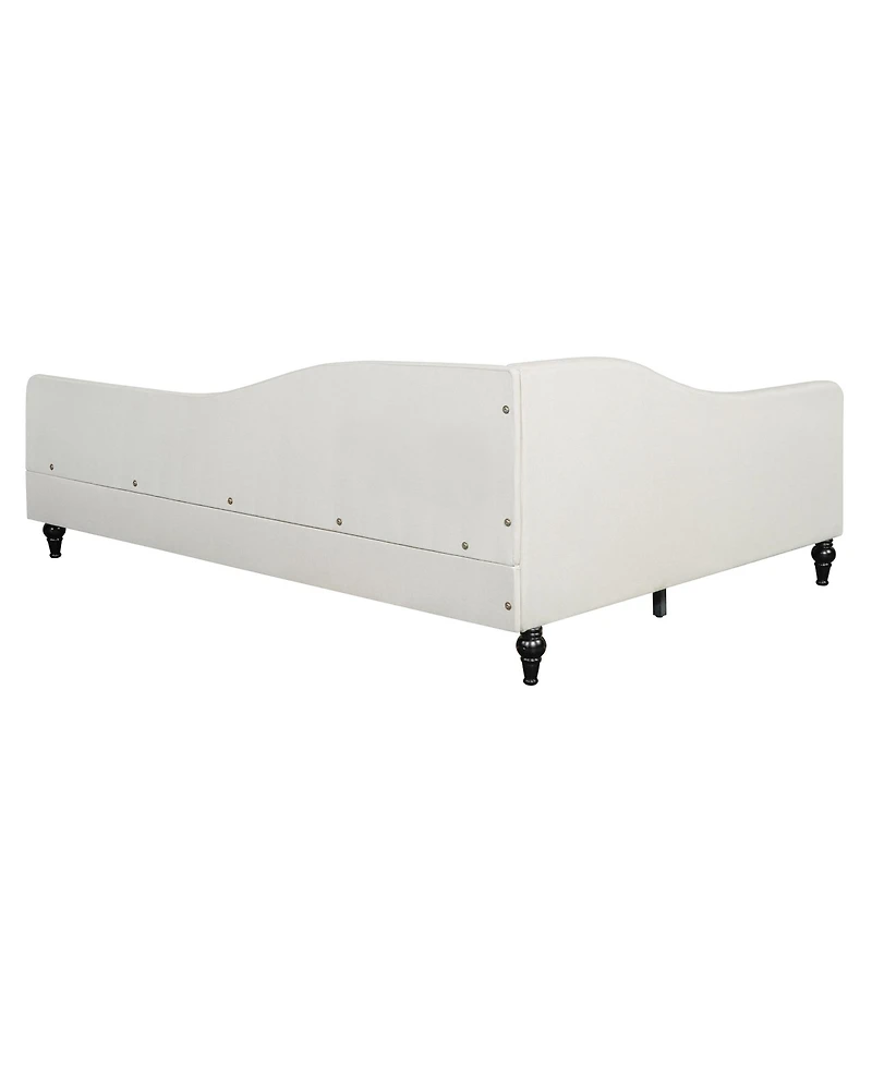 Streamdale Furniture Full L-Shaped Linen Daybed, with Solid Wood Legs