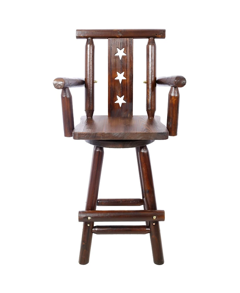 Streamdale Furniture Rustic Wood Bar Stool with Star Backrest