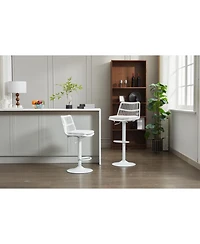 Streamdale Furniture Set of 2 Rattan Bar Stool, 360 Swivel Bar Chair, Counter Height Chair with Footrest for Kitchen, Dining Room