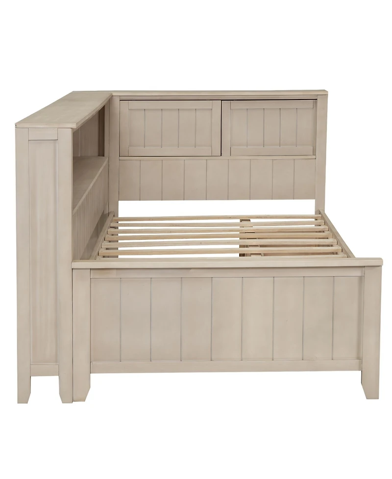 Streamdale Furniture Twin Size Wood Daybed with Storage Shelves and 3 Drawers, Antique