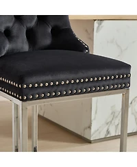 Streamdale Furniture Modern Velvet Counter Height Barstools (Black, Set of 2