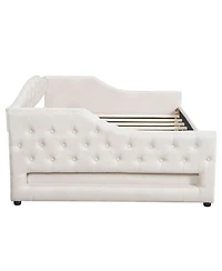 Streamdale Furniture Upholstered Full Xl Daybed with Led Belt and Trundle