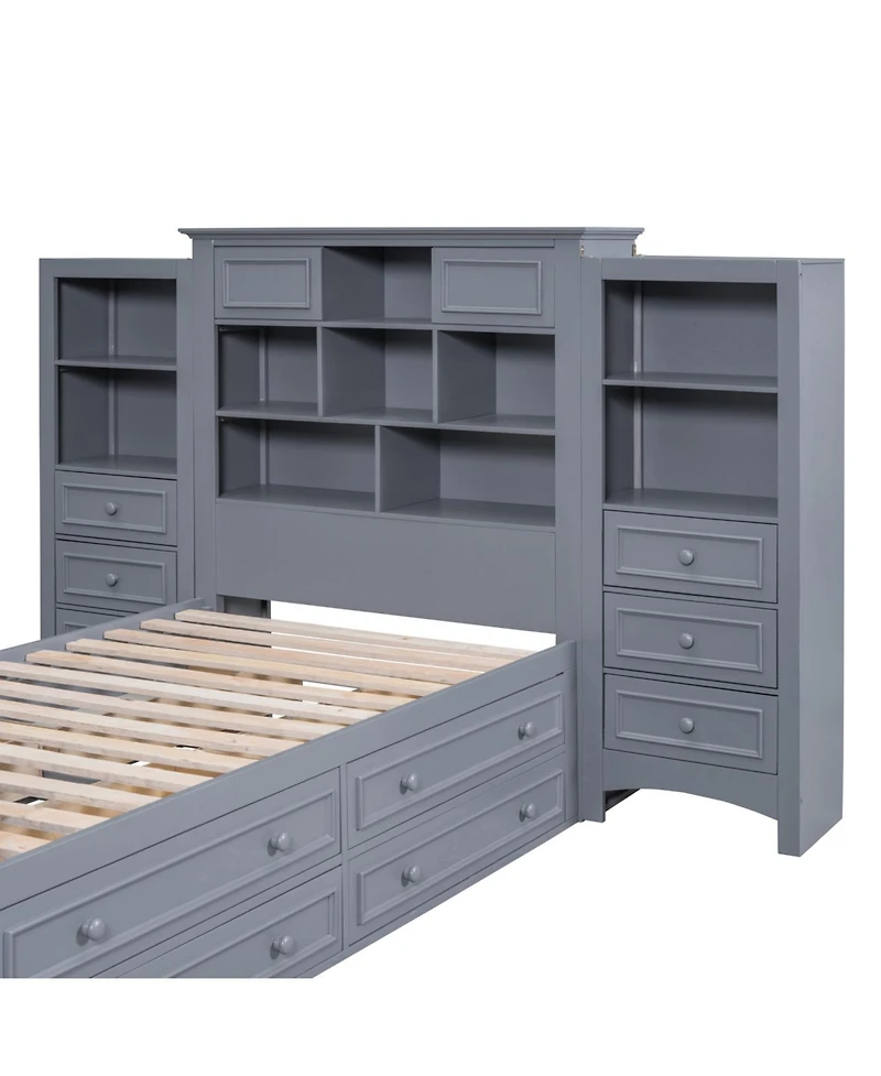 Streamdale Furniture Wood Platform Bed with Built-In Storage