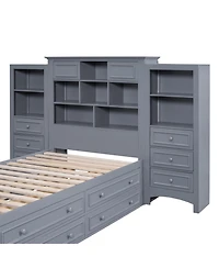 Streamdale Furniture Wood Platform Bed with Built-In Storage