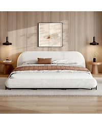 Streamdale Furniture King Boucle Upholstered Platform Bed Frame