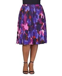 24seven Comfort Apparel Plus Pleat Elastic Waist Party Midi Skirt