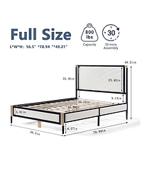 Streamdale Furniture Full size Bed with Boucle fabric Headboard Frame