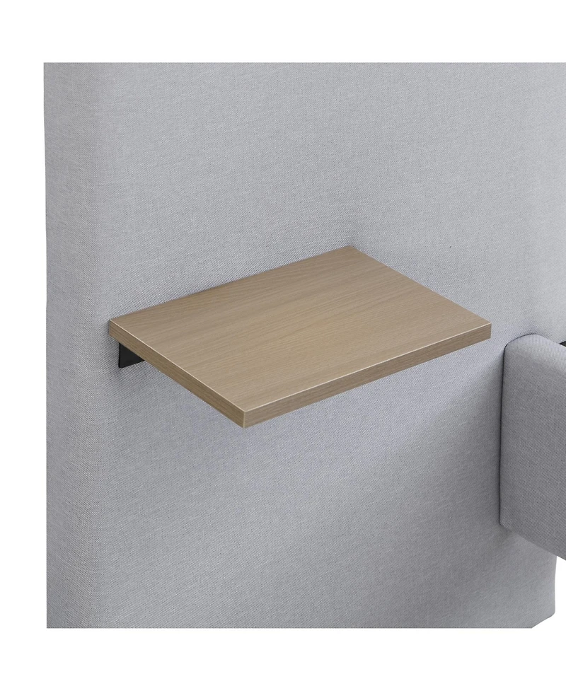 Streamdale Furniture Chic Linen Upholstered Bed with Integrated Lights and Shelves Queen