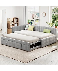 Streamdale Furniture Upholstered L-Shaped Daybed with Twin Trundle & Usb