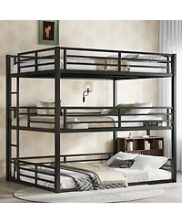 Streamdale Furniture Triple Bunk Bed, Queen/Full Xl/Queen, Metal