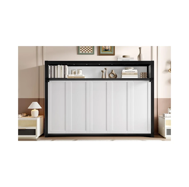 Streamdale Furniture Streamdale Twin Murphy Bed with Shelves, Foldable Metal Wall Bed