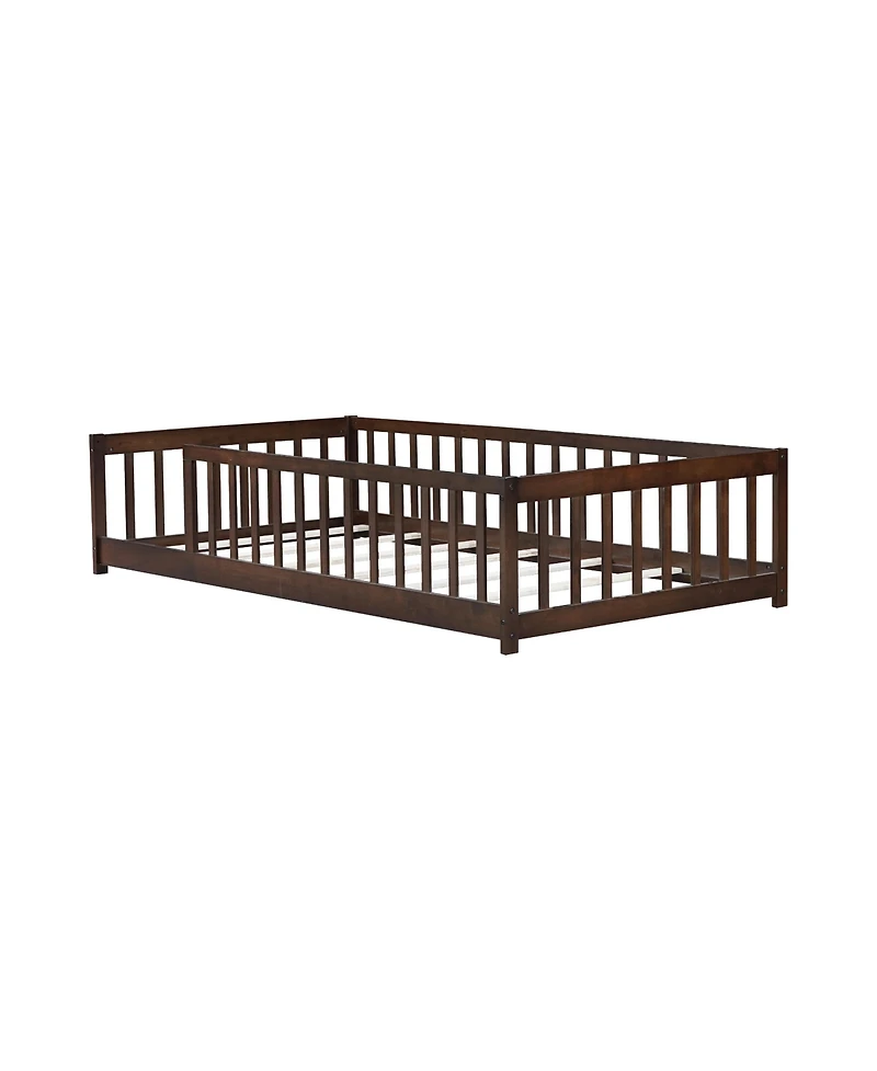Streamdale Furniture Twin Floor Bed with Fence
