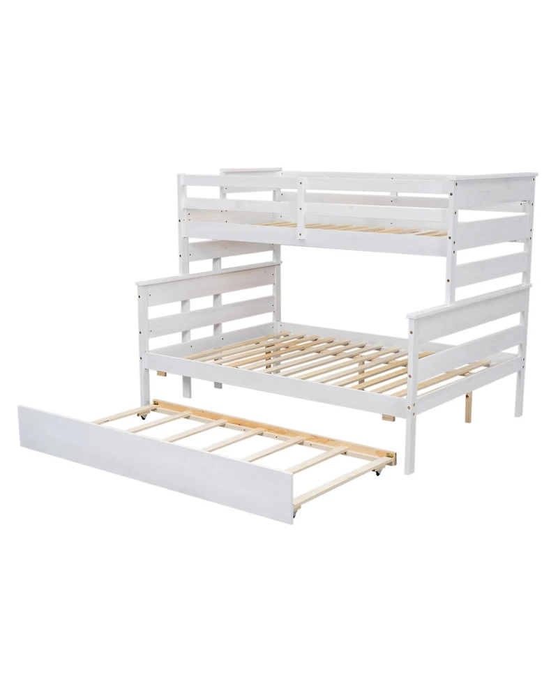 Streamdale Furniture Wood Twin over Full Bunk Bed with Twin Size Trundle