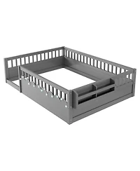 Streamdale Furniture + Twin Size + Wood + Rails, Light & Shelf + Floor Bed Frame