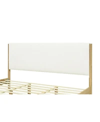 Streamdale Furniture Modern Boucle Upholstered Bed with Rubberwood Legs
