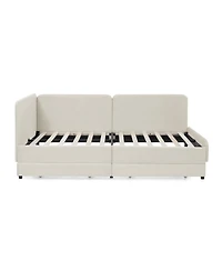 Streamdale Furniture Streamdale Twin Upholstered Platform Bed Frame w/ 2 Storage Drawers, Beige