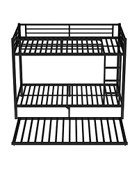 Streamdale Furniture Twin Xl over Twin Xl Metal Bunk Bed with Twin Size Trundle