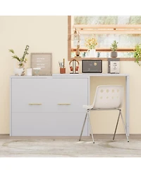 Streamdale Furniture Twin Murphy Cabinet Bed with Desk - Gray