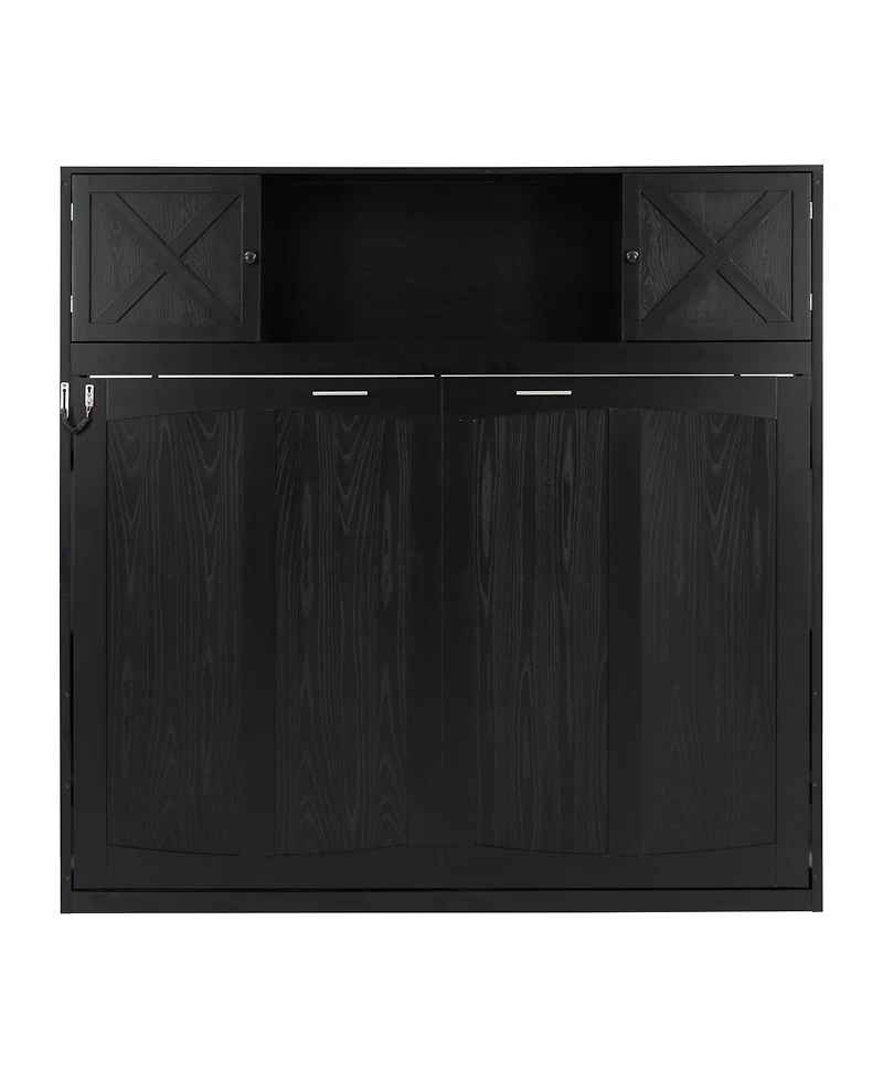 Streamdale Furniture Full Size Murphy Bed with Storage Cabinets, Black