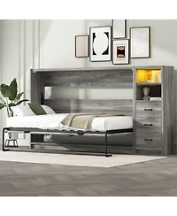 Streamdale Furniture + Twin + Wood (or Mdf, if that s the material) + Murphy Bed with Drawers & Led, Folds to Cabinet + Bed