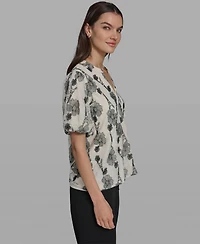 Karl Lagerfeld Paris Women's Popover Lace Short-Sleeve Top