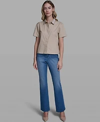 Karl Lagerfeld Paris Women's Short-Sleeve Collared Top