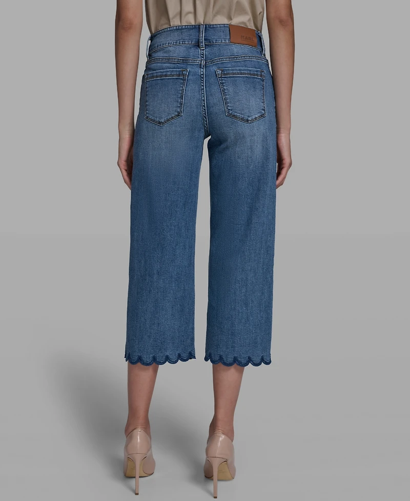 Karl Lagerfeld Paris Women's Scallop Cropped Denim Pants