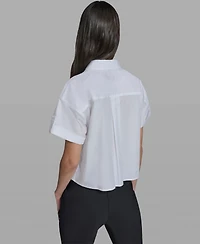 Karl Lagerfeld Paris Women's Cropped City Scene Collared Top