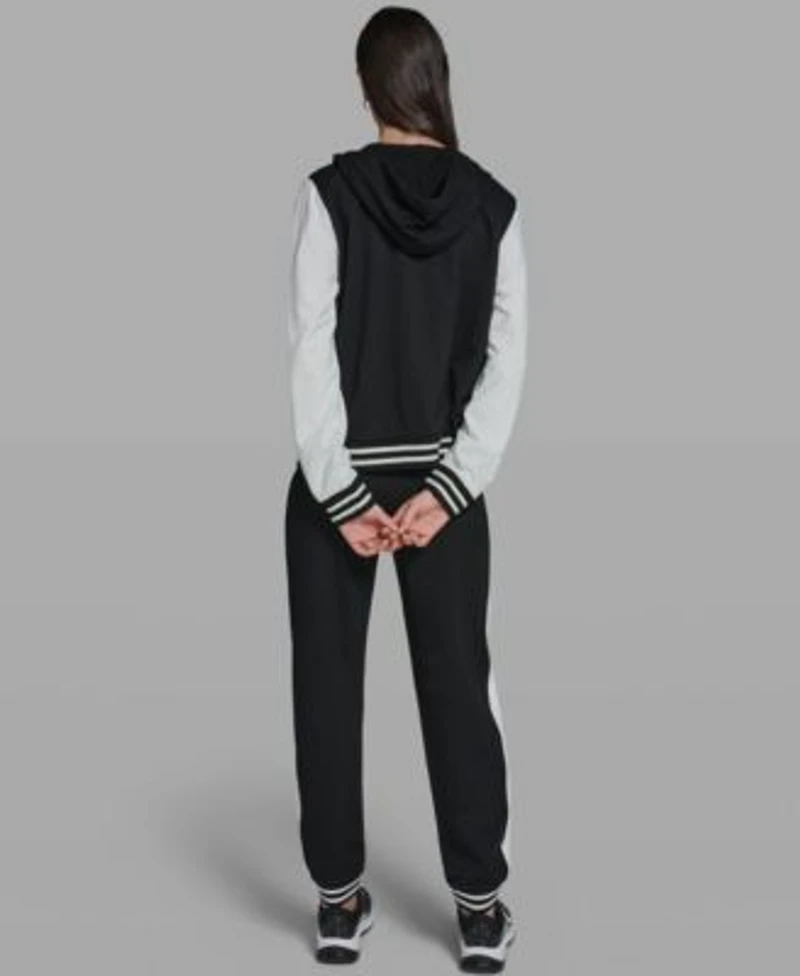 Karl Lagerfeld Paris Womens Karl Choupette Zip Hooded Jacket Color Blocked Pull On Joggers
