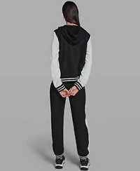 Karl Lagerfeld Paris Womens Karl Choupette Zip Hooded Jacket Color Blocked Pull On Joggers