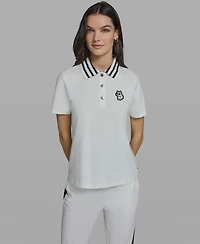 Karl Lagerfeld Paris Women's Choupette Knit Collared Polo Top