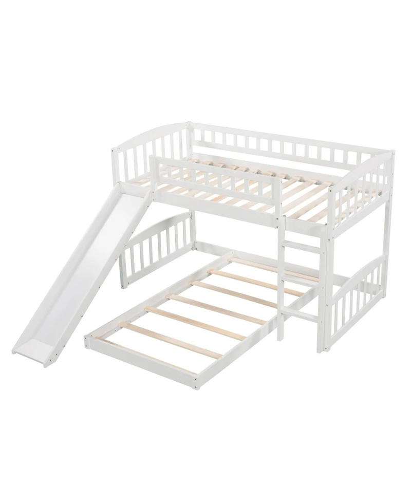 Streamdale Furniture Twin Over Twin Bunk Bed with Slide and Ladder