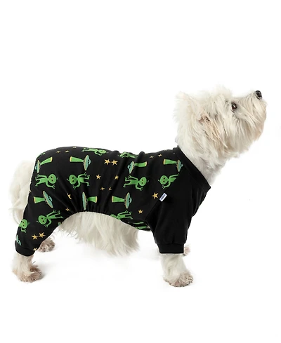 Leveret Dog Cotton Pajamas, Alien Print, Matching Family Halloween Pajamas